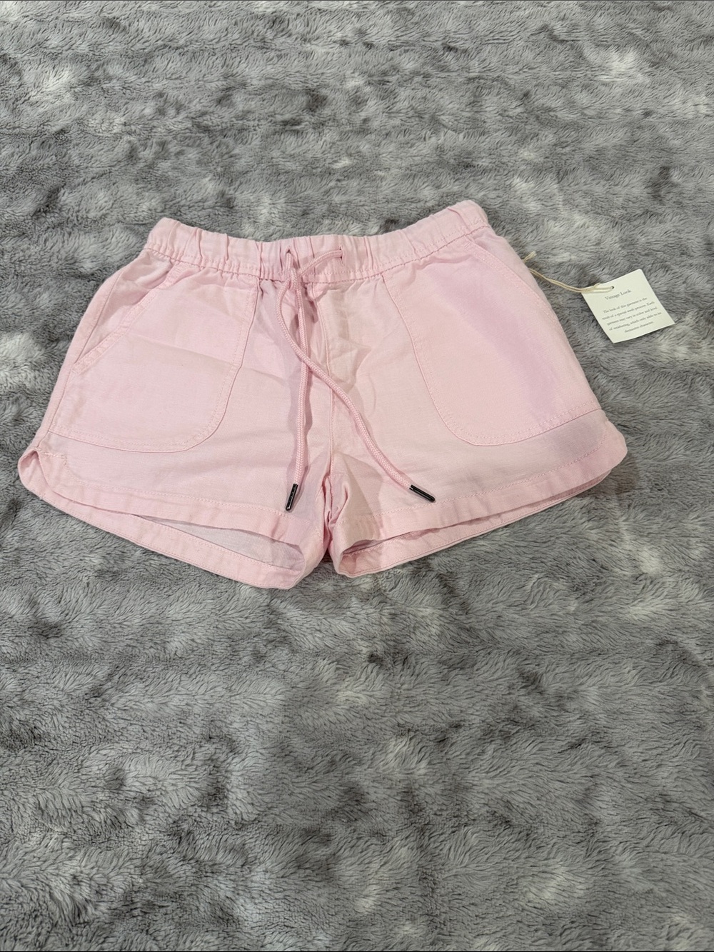 NWT Cotton linen blend light baby Pink Drawstring Mini Shorts XS